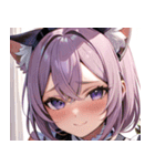 猫耳のラベンダー色の髪 ＆ 照れ笑い0（個別スタンプ：6）