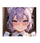 猫耳のラベンダー色の髪 ＆ 照れ笑い0（個別スタンプ：7）