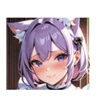 猫耳のラベンダー色の髪 ＆ 照れ笑い0（個別スタンプ：8）