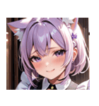 猫耳のラベンダー色の髪 ＆ 照れ笑い0（個別スタンプ：9）