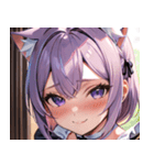 猫耳のラベンダー色の髪 ＆ 照れ笑い0（個別スタンプ：10）