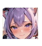猫耳のラベンダー色の髪 ＆ 照れ笑い0（個別スタンプ：11）