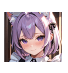 猫耳のラベンダー色の髪 ＆ 照れ笑い0（個別スタンプ：13）