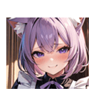 猫耳のラベンダー色の髪 ＆ 照れ笑い0（個別スタンプ：15）