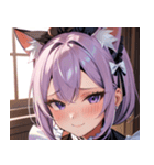 猫耳のラベンダー色の髪 ＆ 照れ笑い0（個別スタンプ：16）
