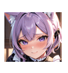 猫耳のラベンダー色の髪 ＆ 照れ笑い0（個別スタンプ：18）