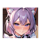 猫耳のラベンダー色の髪 ＆ 照れ笑い0（個別スタンプ：19）