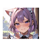 猫耳のラベンダー色の髪 ＆ 照れ笑い0（個別スタンプ：20）