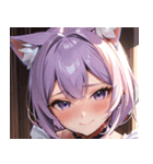 猫耳のラベンダー色の髪 ＆ 照れ笑い0（個別スタンプ：21）