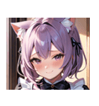 猫耳のラベンダー色の髪 ＆ 照れ笑い0（個別スタンプ：22）