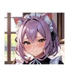 猫耳のラベンダー色の髪 ＆ 照れ笑い0（個別スタンプ：25）