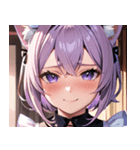 猫耳のラベンダー色の髪 ＆ 照れ笑い0（個別スタンプ：28）