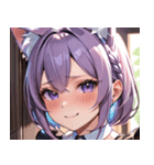 猫耳のラベンダー色の髪 ＆ 照れ笑い0（個別スタンプ：30）