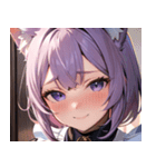 猫耳のラベンダー色の髪 ＆ 照れ笑い0（個別スタンプ：31）