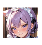 猫耳のラベンダー色の髪 ＆ 照れ笑い0（個別スタンプ：33）