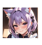 猫耳のラベンダー色の髪 ＆ 照れ笑い0（個別スタンプ：35）