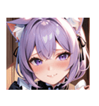 猫耳のラベンダー色の髪 ＆ 照れ笑い0（個別スタンプ：40）