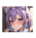猫耳のラベンダー色の髪 ＆ 照れ笑い（個別スタンプ：30）