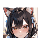 猫耳の黒髪 ＆ ドヤ顔0（個別スタンプ：25）