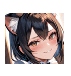 猫耳の黒髪 ＆ ドヤ顔0（個別スタンプ：33）