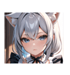 猫耳の銀髪 ＆ 穏やかな表情0（個別スタンプ：1）