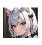 猫耳の銀髪 ＆ 穏やかな表情0（個別スタンプ：2）
