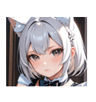 猫耳の銀髪 ＆ 穏やかな表情0（個別スタンプ：3）