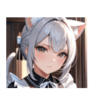 猫耳の銀髪 ＆ 穏やかな表情0（個別スタンプ：4）