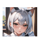 猫耳の銀髪 ＆ 穏やかな表情0（個別スタンプ：8）