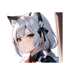 猫耳の銀髪 ＆ 穏やかな表情0（個別スタンプ：13）