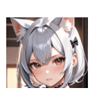 猫耳の銀髪 ＆ 穏やかな表情0（個別スタンプ：19）