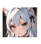 猫耳の銀髪 ＆ 穏やかな表情0（個別スタンプ：28）