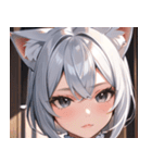 猫耳の銀髪 ＆ 穏やかな表情0（個別スタンプ：34）