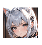 猫耳の銀髪 ＆ 穏やかな表情0（個別スタンプ：38）