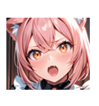 猫耳のピンク髪 ＆ びっくりした顔0（個別スタンプ：1）