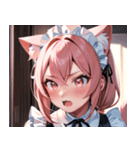 猫耳のピンク髪 ＆ びっくりした顔0（個別スタンプ：2）
