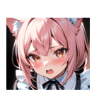 猫耳のピンク髪 ＆ びっくりした顔0（個別スタンプ：4）