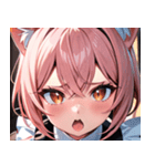 猫耳のピンク髪 ＆ びっくりした顔0（個別スタンプ：5）