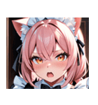 猫耳のピンク髪 ＆ びっくりした顔0（個別スタンプ：6）
