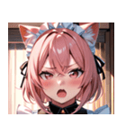 猫耳のピンク髪 ＆ びっくりした顔0（個別スタンプ：7）