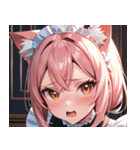 猫耳のピンク髪 ＆ びっくりした顔0（個別スタンプ：8）