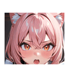 猫耳のピンク髪 ＆ びっくりした顔0（個別スタンプ：9）