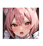 猫耳のピンク髪 ＆ びっくりした顔0（個別スタンプ：11）