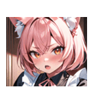 猫耳のピンク髪 ＆ びっくりした顔0（個別スタンプ：13）