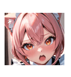 猫耳のピンク髪 ＆ びっくりした顔0（個別スタンプ：15）