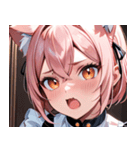 猫耳のピンク髪 ＆ びっくりした顔0（個別スタンプ：17）