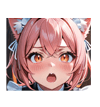 猫耳のピンク髪 ＆ びっくりした顔0（個別スタンプ：18）
