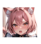 猫耳のピンク髪 ＆ びっくりした顔0（個別スタンプ：19）