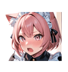猫耳のピンク髪 ＆ びっくりした顔0（個別スタンプ：20）