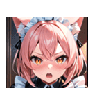 猫耳のピンク髪 ＆ びっくりした顔0（個別スタンプ：21）